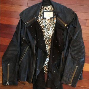 Sarah Berman Studded Leather Moto Jacket